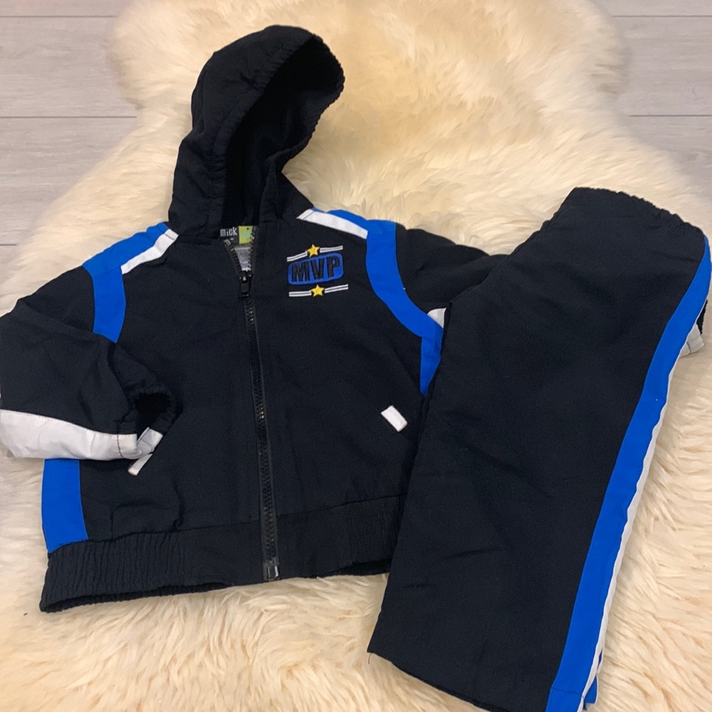 Mick & Mack Zipper Jacket and Weatherproof Pants in Blue/Black size 18M